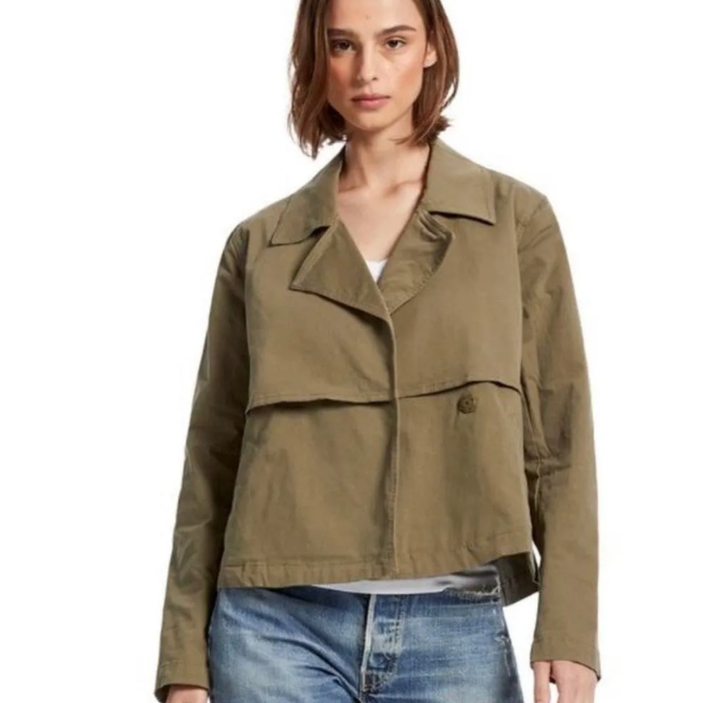 Michael Stars Green Jodi Cropped Trench Utility Jacket M
